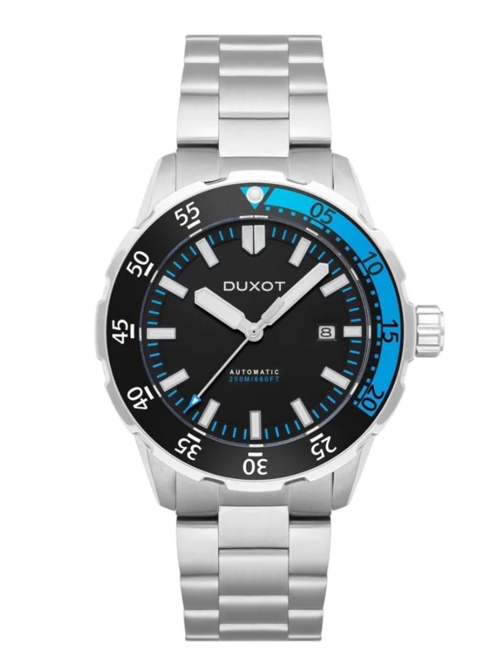 Duxot Automatic Black Round Dial Men’s 44mm Stainless Steel Watch DX-2035-33